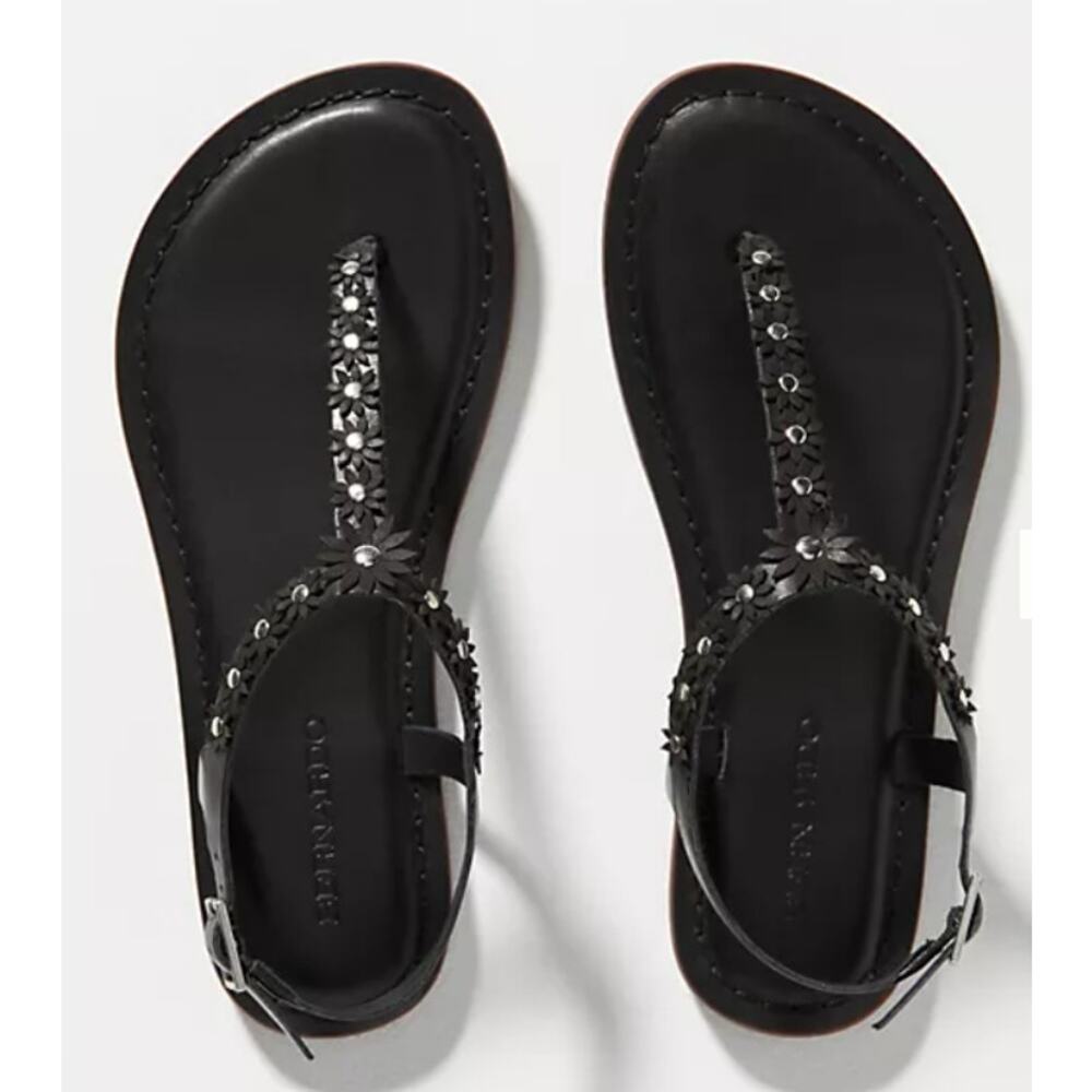 New Bernardo Mirabeau Womens Black Leather Sandals Size 7